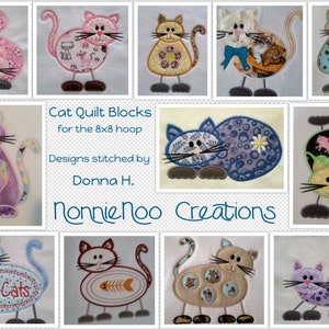 NNC 12 Cat Quilt Blocks for the 8x8 (200x200) hoop in all popular formats