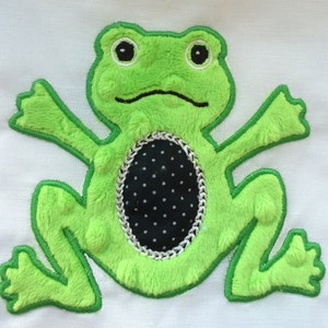 Fred the Frog Applique -  Machine Embroidery  for the 4x4 and 5x7 hoop - Vp3. Vip, Pes, Hus, Exp,  DST,  XXX & Jef formats.