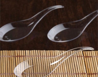Asian Spoon for Appetizers Clear Chinese Spoon Disposable Gourmet Cutlery Tasting Spoon 50pcs.  FREE SHIPPING!!