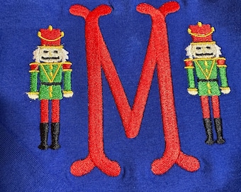 Personalized Nutcracker Monogram Shirt | Embroidered Kids Christmas Initial Tee | Boy Girl Holiday Shirt