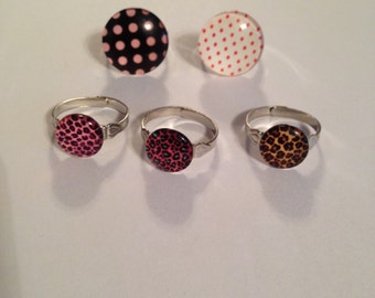 Retro Polka Dot/Leopard Rings!!