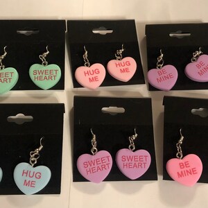 Conversation heart candy earrings!