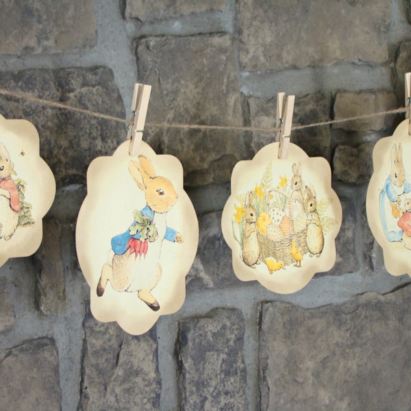 Vintage Peter Rabbit Banner ~ Decoración para un baby shower, guardería o Pascua ~ Descarga instantánea!