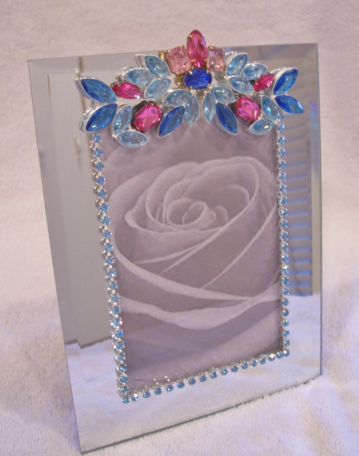 Beveled Mirror Photo Frame Designed With Vintage New Jewelry Etsy