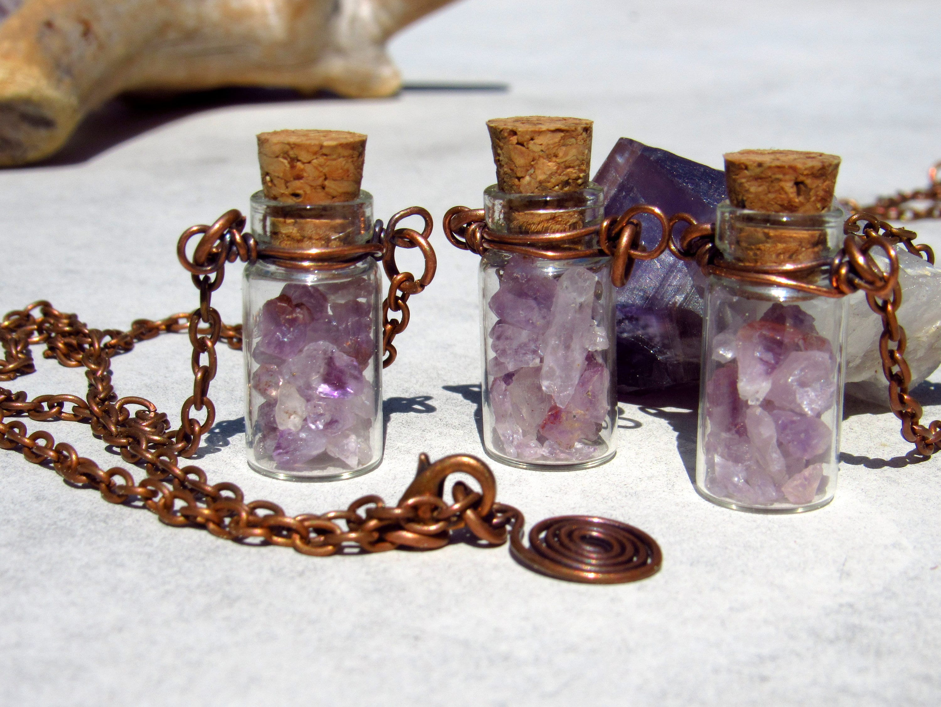 Amethyst Cork Bottle Necklace Mini 