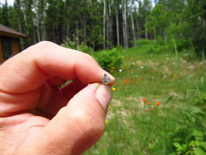 Piercing Handcrafted in Minnesota Hand-Stamped Nose Ring Handmade Nose Stud Sawed By Hand Solid Sterling Silver