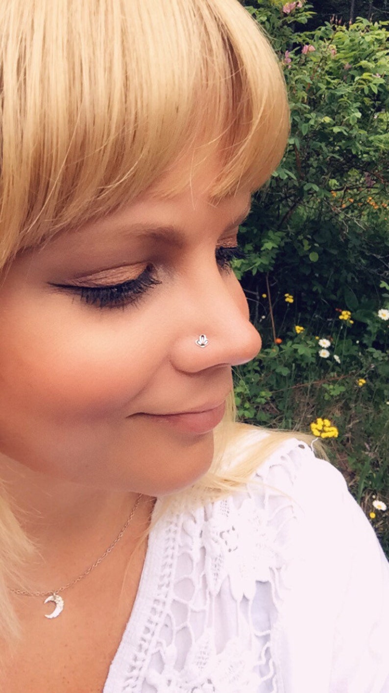Piercing Handcrafted in Minnesota Hand-Stamped Nose Ring Handmade Nose Stud Sawed By Hand Solid Sterling Silver