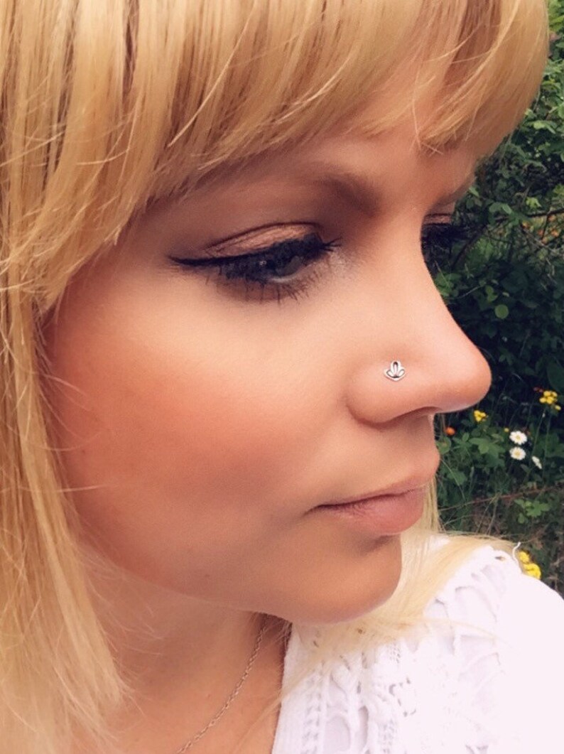 Piercing Handcrafted in Minnesota Hand-Stamped Nose Ring Handmade Nose Stud Sawed By Hand Solid Sterling Silver
