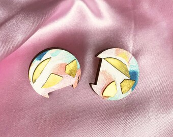 Terrazzo studs, terrazzo earrings, statement earrings, gold earrings, statement earrings, gold studs, patterned studs, unique gifts for her