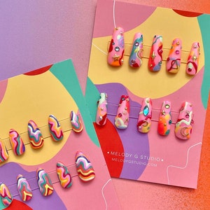 Uñas postizas, uñas postizas, press on nails, press ons, regalos para ella, uñas acrílicas, uñas de gel, juego de uñas, uñas de declaración, uñas personalizadas imagen 1