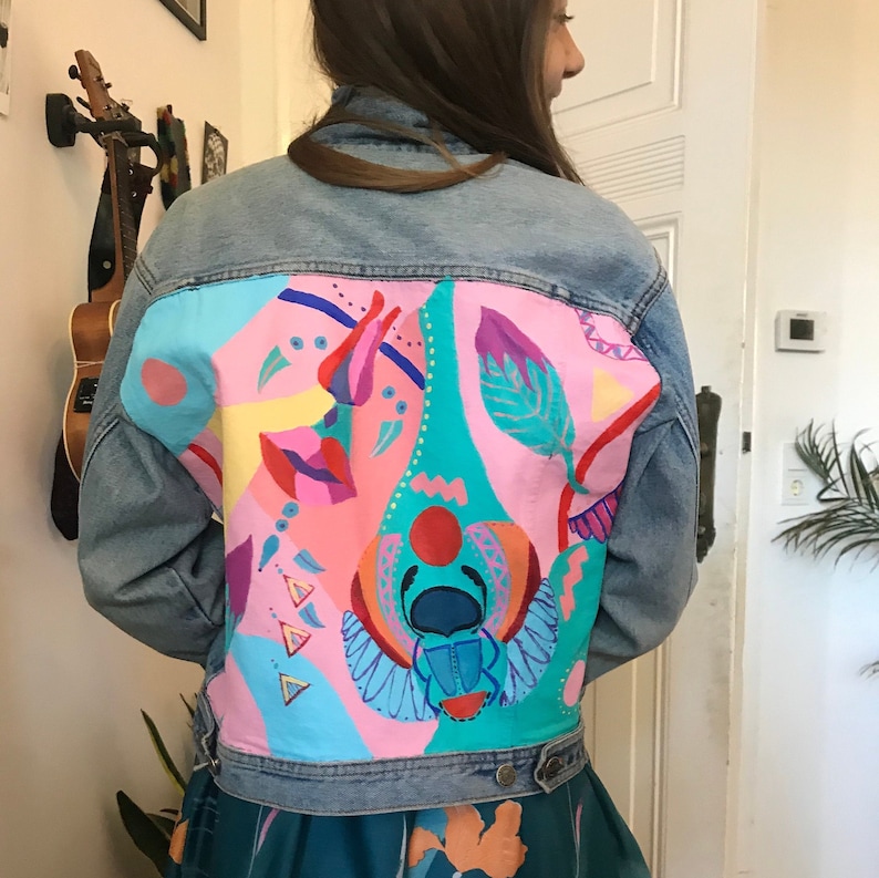 Handpainted jacket painted denim jacket custom denim Etsy