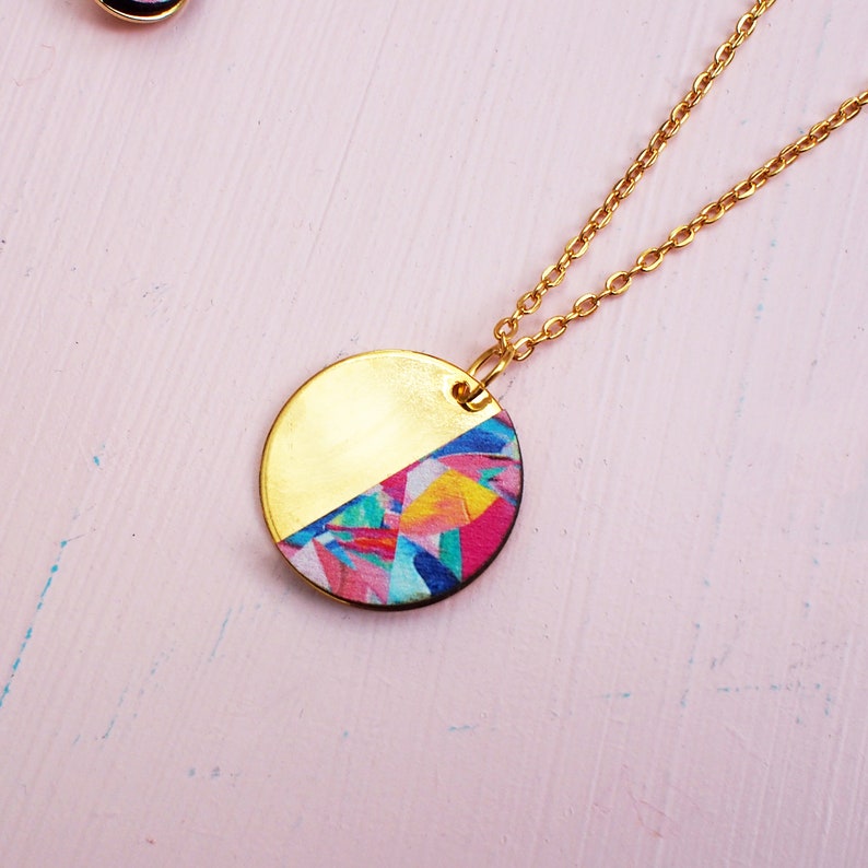 minimal necklace, minimal gold necklace, minimal gold jewelry, colourful jewellery, gold jewellery gifts, gifts for her, minimalist gifts image 1