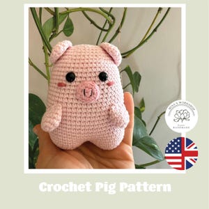 Amigurumi Pig Pattern, Cute Crochet Pig,  Easy Plush Toy Tutorial PDF