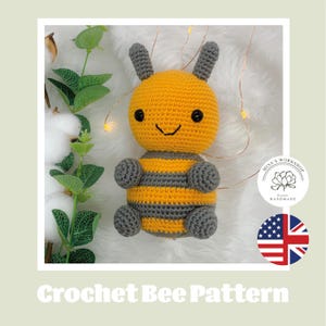 Schema ape all'uncinetto per principianti / Tutorial ape amigurumi / Animale all'uncinetto facile / Giocattolo ape addormentata