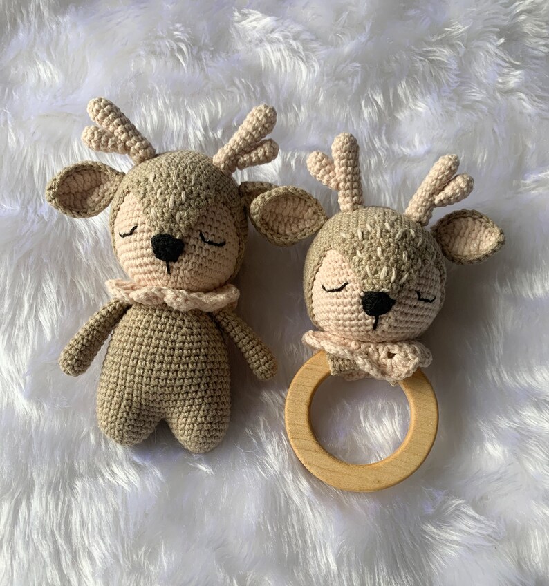 Cute Amigurumi Deer Crochet Pattern, Crochet Animal Toy and Teether PDF