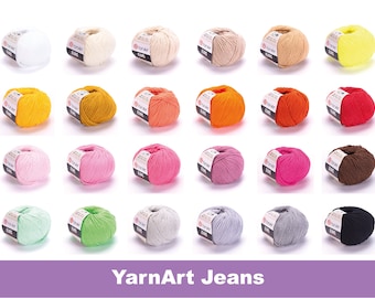 YarnArt Jeans Hilo, Hilo de juguete Amigurumi, Hilo de algodón YarnArt de alta calidad Amigurumi, Hilo de juguete de ganchillo, Hilo de algodón