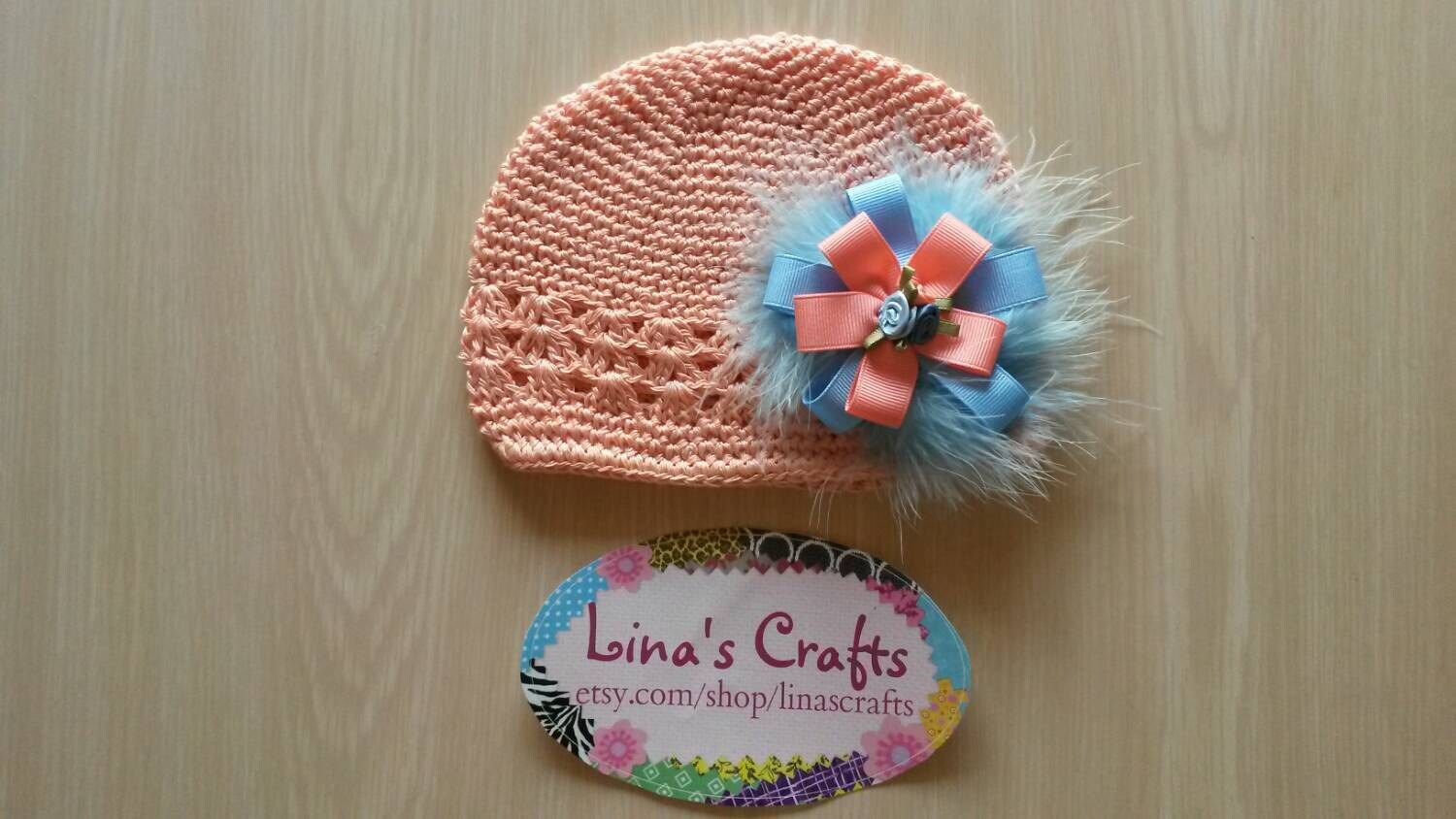 Peach Crochet Hat Peach Beanie Hat Baby Girl Hats Newborn Etsy