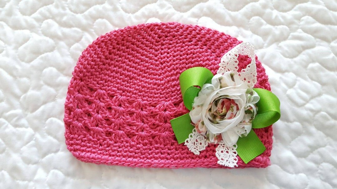 Pink Crochet Hat Pink Beanie Hat Baby Girl Hats Newborn Etsy
