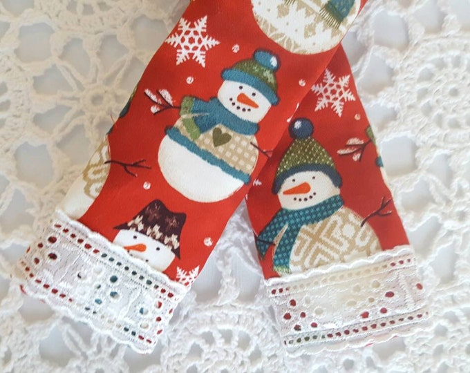 Red Snowman Handle Covers, Fridge Handle Covers, Refrigerator Handle