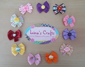 Handmade Baby Hair Bows, Infant Ribbon Clips, Pet Bows