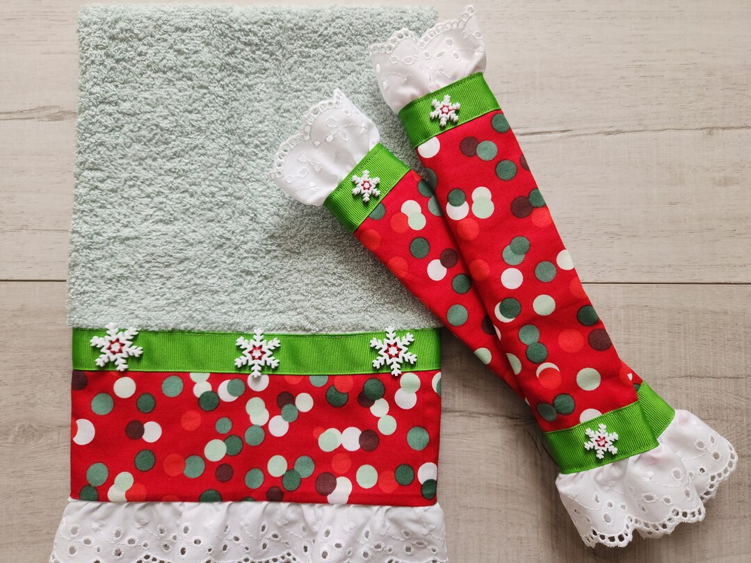 Refrigerator Handle Covers, Fridge Handle Covers, Snowflake Red Green