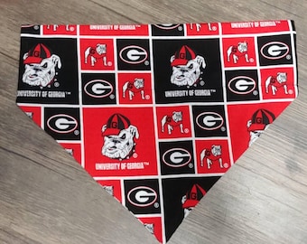 University of Georgia Bulldogs Dog Bandana, Handmade Slip-On Collar