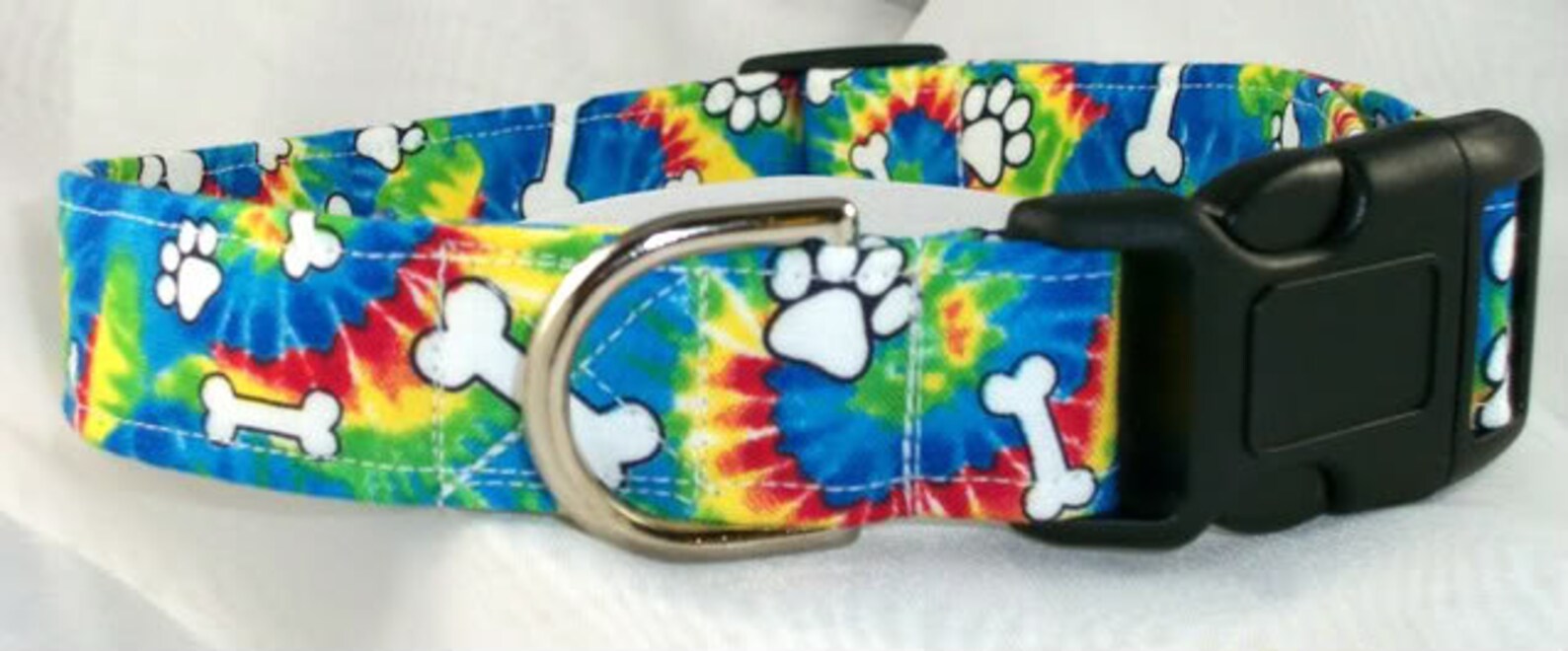 Tie Dye Dog Collar Bones Dog Collar Paws Dog Collar Rainbow Etsy