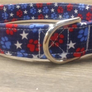 Patriotic paws dog collar, dog collar, paws dog collar, rainbow dog collar, paw martingale collar, colorful martingale, 4th of July collar