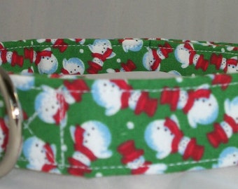 Christmas dog collar, snowman dog collar, holiday dog collar, Green dog collar, christmas martingale collar, christmas dog gifts, xmas leash