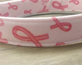 Pink dog collar, pink breast cancer ribbon dog collar, pink breast cancer martingale dog collar, dog collar and leash, breast cancer ribbon