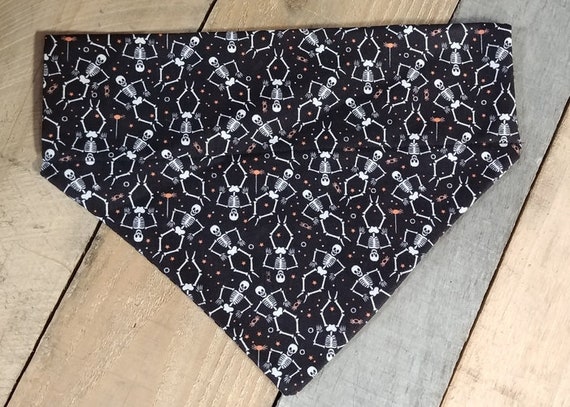 Halloween SLIP ON Dog Bandana, Skelton Dog Bandana, Doggie Dog