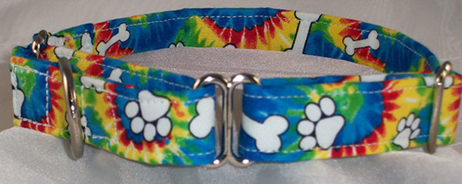 Tie Dye Dog Collar Bones Dog Collar Paws Dog Collar Rainbow Etsy