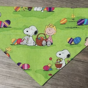 Snoopy peanuts Easter eggs with bunny dog slip on bandana, Easter egg dog bandana, holiday dog bandana Easter bandana for dog, Easter Bunny