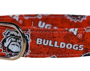 University of Georgia Bulldogs dog collar, Georgia Bulldogs dog collar, University of Georgia dog collar, georgia bulldogs martingale collar