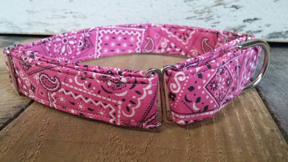 Pink bandana dog collar, bandana dog collar, western dog collar, martingale dog collar, dog collar, dog collar and leash, dog gift, bandana