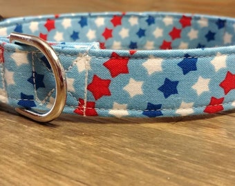Patriotic dog collar, red white and blue dog collar, patriotic Martingale collar,4th of July dog collar, red white and blue stars dog collar