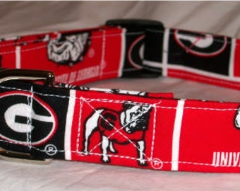 University of Georgia Bulldogs dog collar, Georgia Bulldogs dog collar, University of Georgia dog collar, georgia bulldogs martingale collar