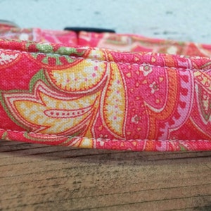 Paisley dog collar, coral dog collar, paisley pink dog collar, Paisley martingale collar, buckle dog collar, dog collar and leash, dog gift