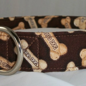 Bones dog collar, brown dog collar, good dog dog collar, cute dog collar, martingale dog collar, dog collar and leash, dog collar, dog gifts