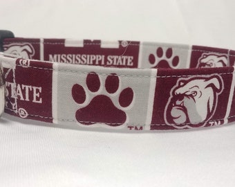 Mississippi State Bulldogs dog collar, Mississippi Bulldogs dog collar, dog collar, martingale dog collar, Mississippi State dog collar