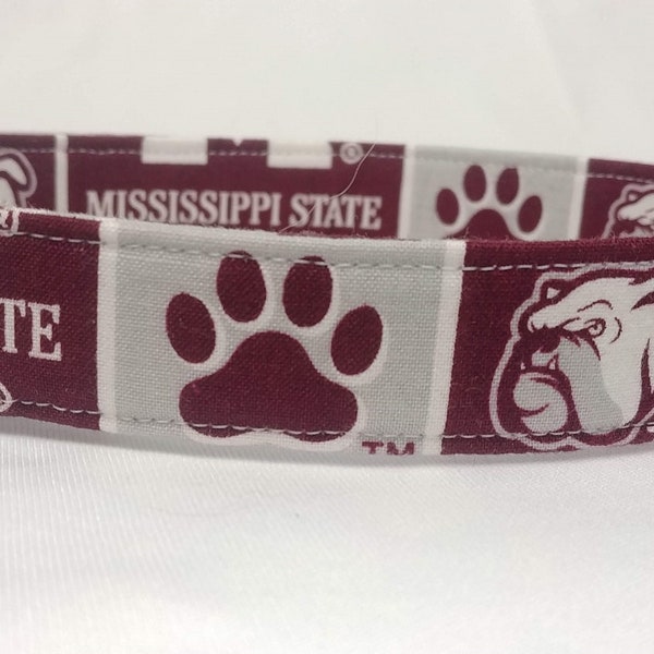 Mississippi State Bulldogs dog collar, Mississippi Bulldogs dog collar, dog collar, martingale dog collar, Mississippi State dog collar