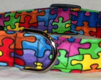 Autism dog collar, autism awareness dog collar, autism martingale dog collar, autism awareness, dog collar, bright dog collar, dog gifts