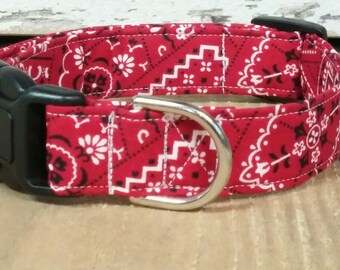 Red bandana dog collar, bandana dog collar, western dog collar, martingale dog collar, dog collar, dog collar and leash, dog gift, bandana