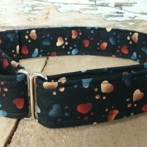 paw dog collar, black dog collar, paws dog collar, cute dog collar, martingale dog collar, dog collar and leash, dog collar, dog gifts, boy