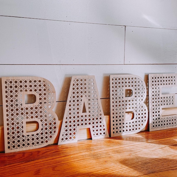 Faux Rattan Letter, Cane Letter, Boho Decor, Boho Rattan Letters, Boho Name Sign, Boho Nursery Decor, Wood Letter, Initial, Custom Name Sign