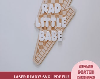 SVG Rad Little Babe, Laser Cut File, Laser Files, Trendy Laser File, Retro SVG File, Lightning Bolt