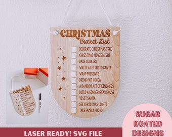 SVG Christmas Bucket List, Christmas Sign, Laser Cut File, Trendy Laser File, Christmas SVG, SVG Files, Laser File, Digital Download