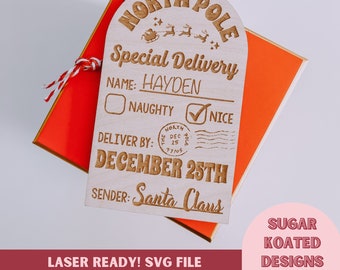 SVG North Pole Special Delivery Tag, North Pole Delivery, Santa Delivery Tag, Laser Cut File, Laser File, Christmas SVG, SVG Files