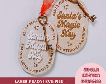 SVG Santa's Magic Key, Magic Key Ornament, Laser Cut File, Laser File, Christmas SVG, SVG Files, Laser File, Glowforge File, Digital File