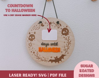 SVG Countdown to Halloween, Halloween Sign, Days Until Halloween, Laser Cut File, Laser Files, Trendy Laser File, Retro SVG File